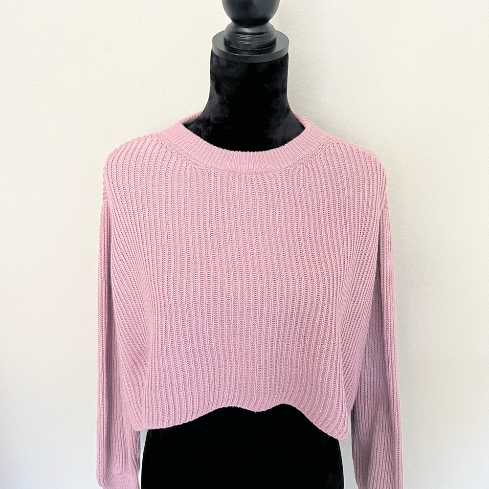 Cotton On Purple Cropped Crew Neck Pullover Sweater size Medium - Picture 2 of 8